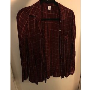 Burgundy plaid button up
